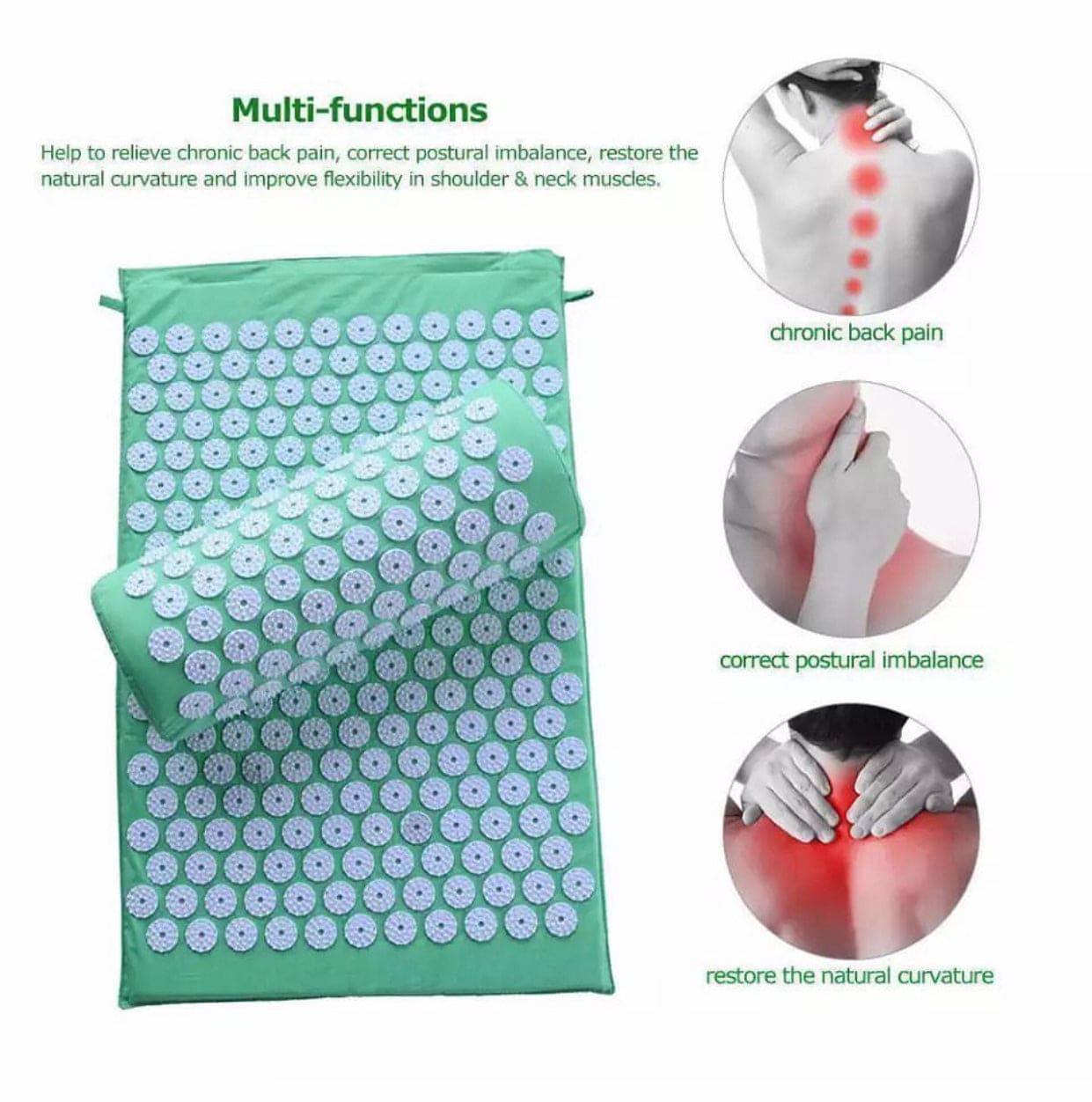 Acupressure Stress Relief Fitness Yoga Mat, Mat and Pillow Set for Back/Neck Pain Relief, Acupressure Mat For Trigger Point Massage
