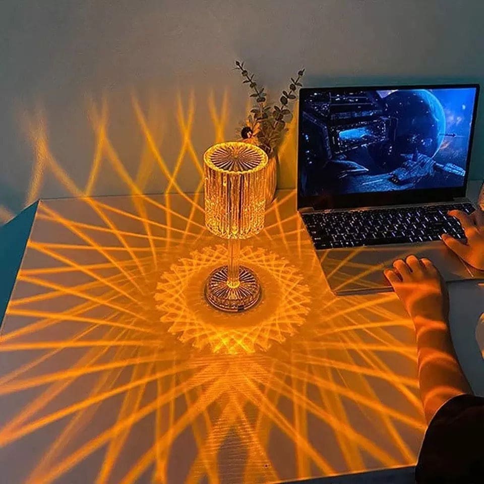 Luxury Crystal Wine Glass Lamp, Touch Control 16 Color Light Bedroom Romantic Atmosphere Lamp, Acrylic USB Rechargeable Night Light, LED Crystal Projection Table Light