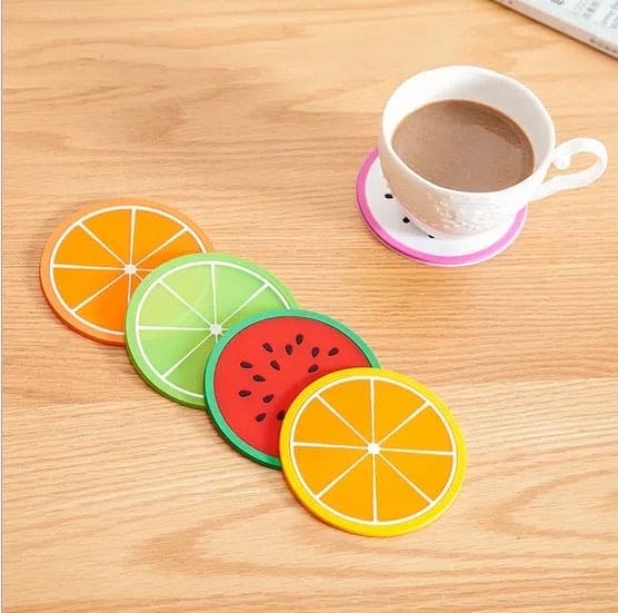 Pack of 6 Fruit Shaped Coasters, Tropical Fruit Mug Coasters, Multi-Color Heat Insulation Coasters