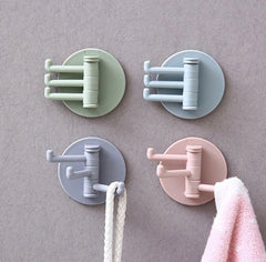 Three Branch Rotating Seamless Adhesive Hook, Strong Bearings Stick Kitchen Wall Hook, Bathroom Hanger, Kitchen Wall Hook
