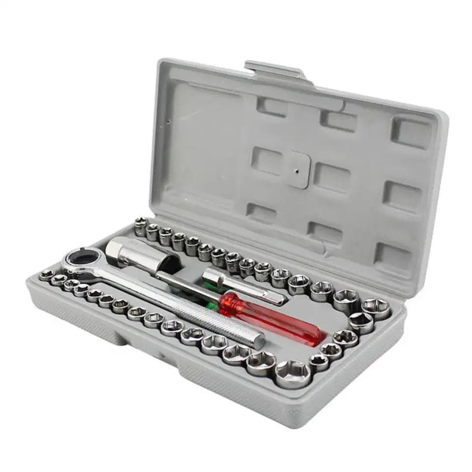 40 Pcs Socket Wrench, Automobile Maintenance & Repair Tools, Car Sleeve Tool Combination Set, Aiwa Combination Tool Set, Socket Organizer Kit With Combination Torque and Insulated Handles, Metric Socket Set