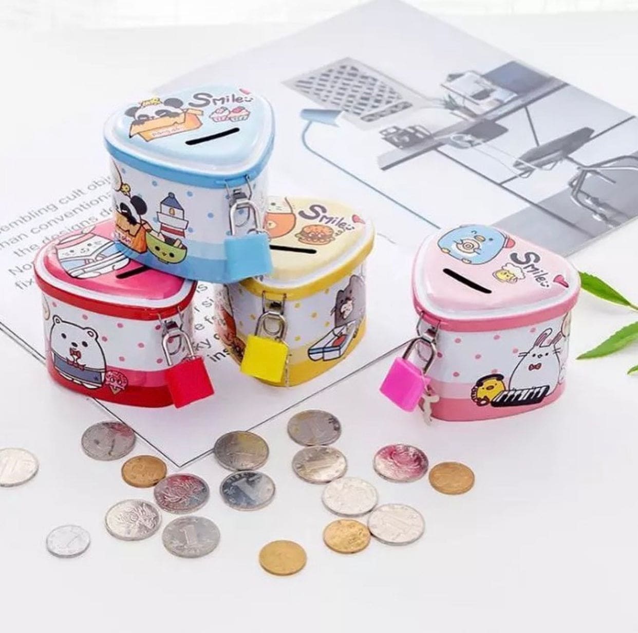 Mini Heart Shape Money Box, Kids Money Saving Piggy Bank, Money Saving Box With Lock