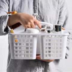 Multigrid Durable Plastic Toiletries Storage Basket, Portable Bathroom Bath Storage Basket, Drainage Holes Plastic Bathroom Storage Organizer