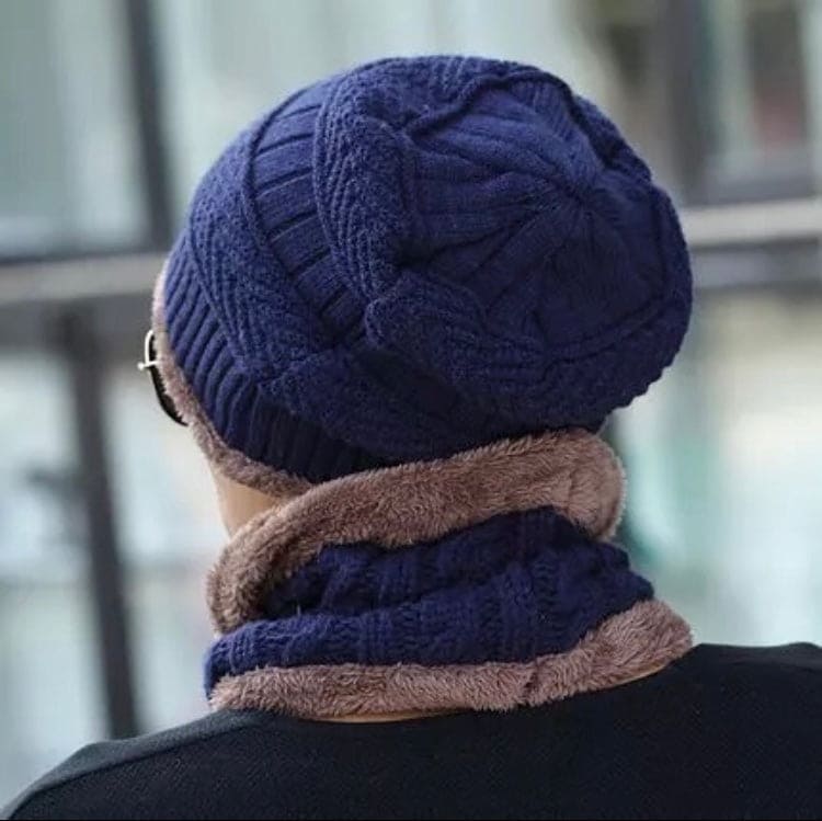 New Beanie Hat, Skin Cap & Scarf Set, New Coral Fleece Scarf, Men Wool Scarf Caps, Winter Beanies for Men