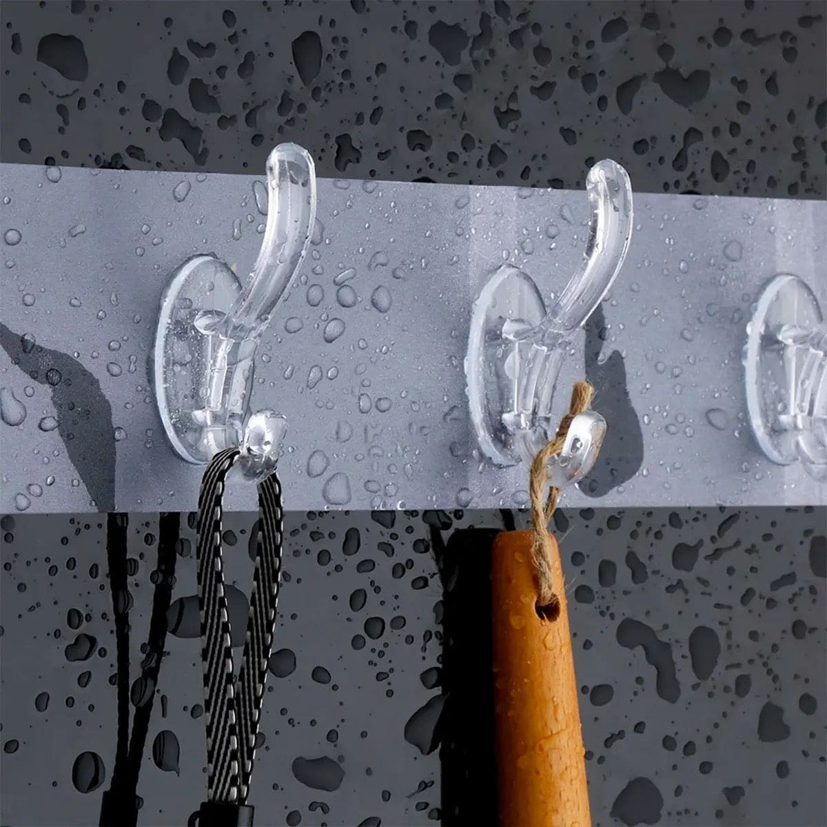 6 Hooks Hanging Sticker, Kitchen Storage Tools, Bathroom Hanger Storage Holder, Non-marking Strong Sticking Hanger