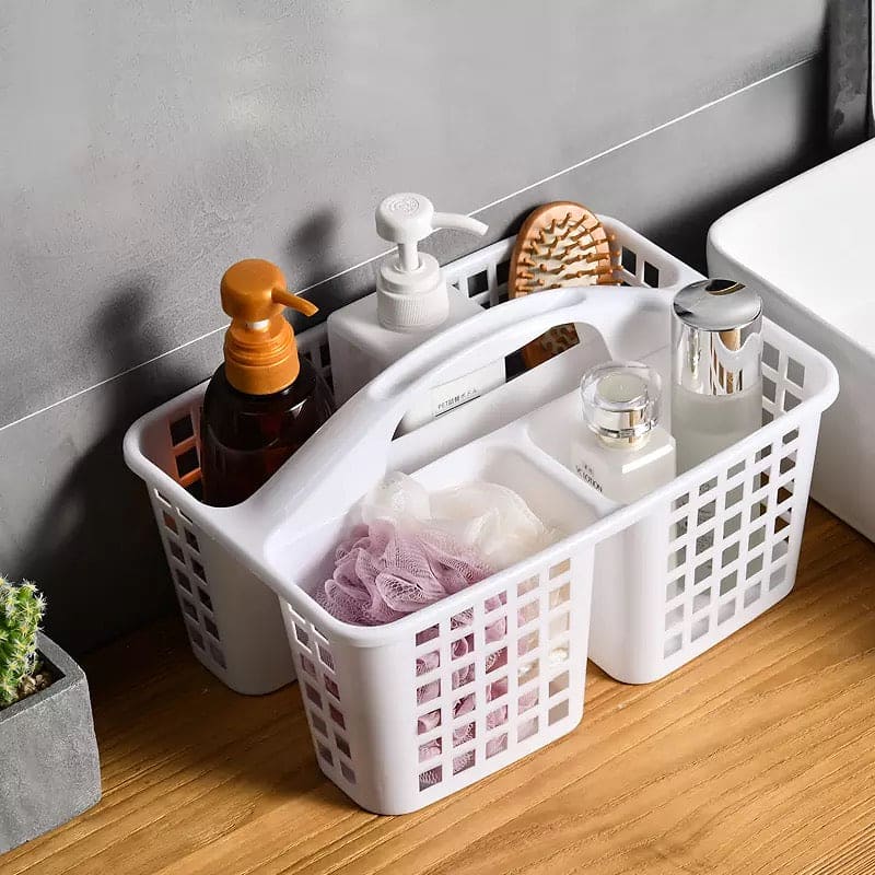 Multigrid Durable Plastic Toiletries Storage Basket, Portable Bathroom Bath Storage Basket, Drainage Holes Plastic Bathroom Storage Organizer