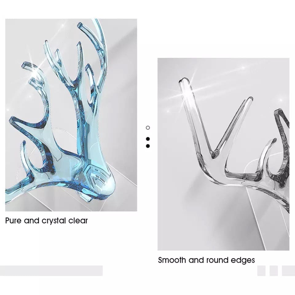 Set Of 3 Crystal Deer Antler Hook, Crystal Clear Wall Hanging Hooks, Punch-free Hats Keychains Hanging Hook With Sticky Wall
