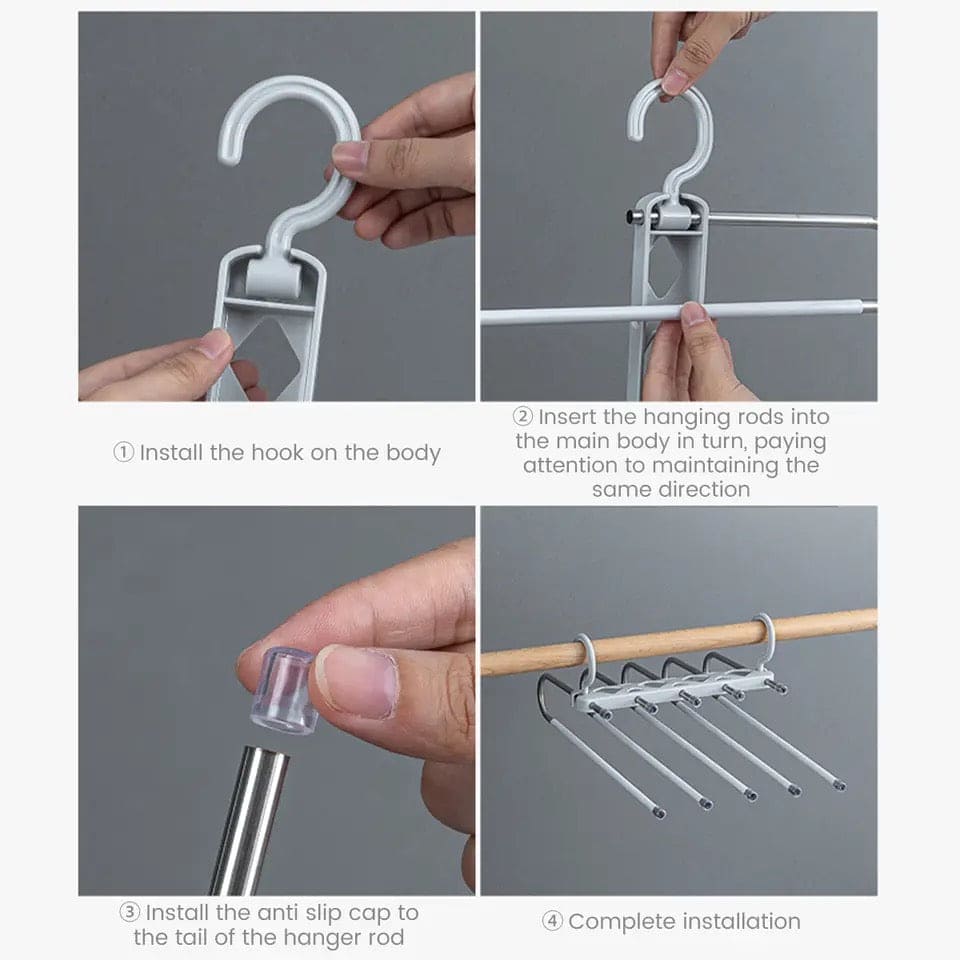 5 in 1 Pant Hanger For Clothes Organizer, Multifunction Shelves Closet Storage Organizer, Stainless Steel Magic Trouser Hangers, Multilayer Jeans Steel Hanger, Adjustable Pants Tie Storage Shelf, Stainless Steel Clothes Hanger