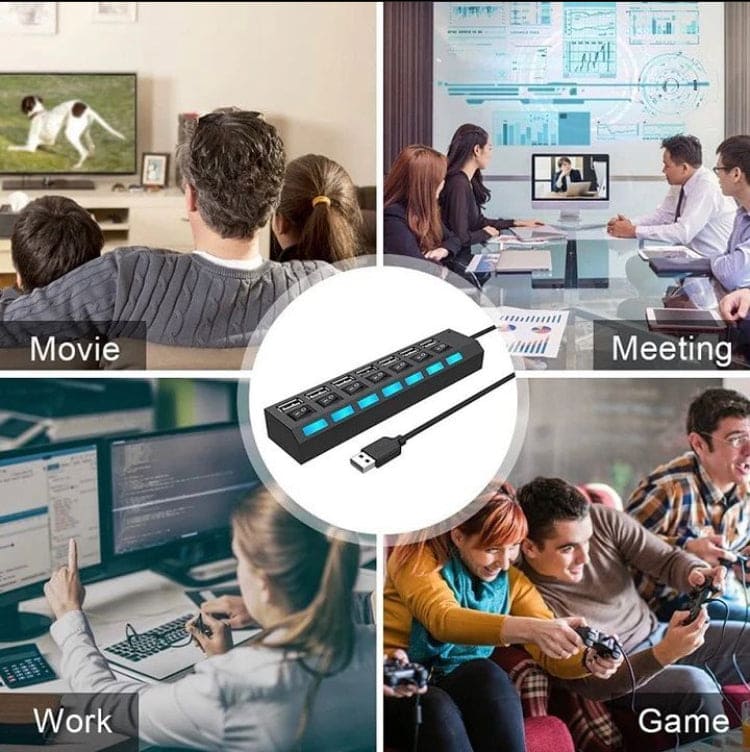Multi USB Splitter, Small Splitter Switch, Computer USB Extension Hub, Hight Speed Mini Port Hub Adapter, Standard Type Power Adapter, Extender Extension Connector