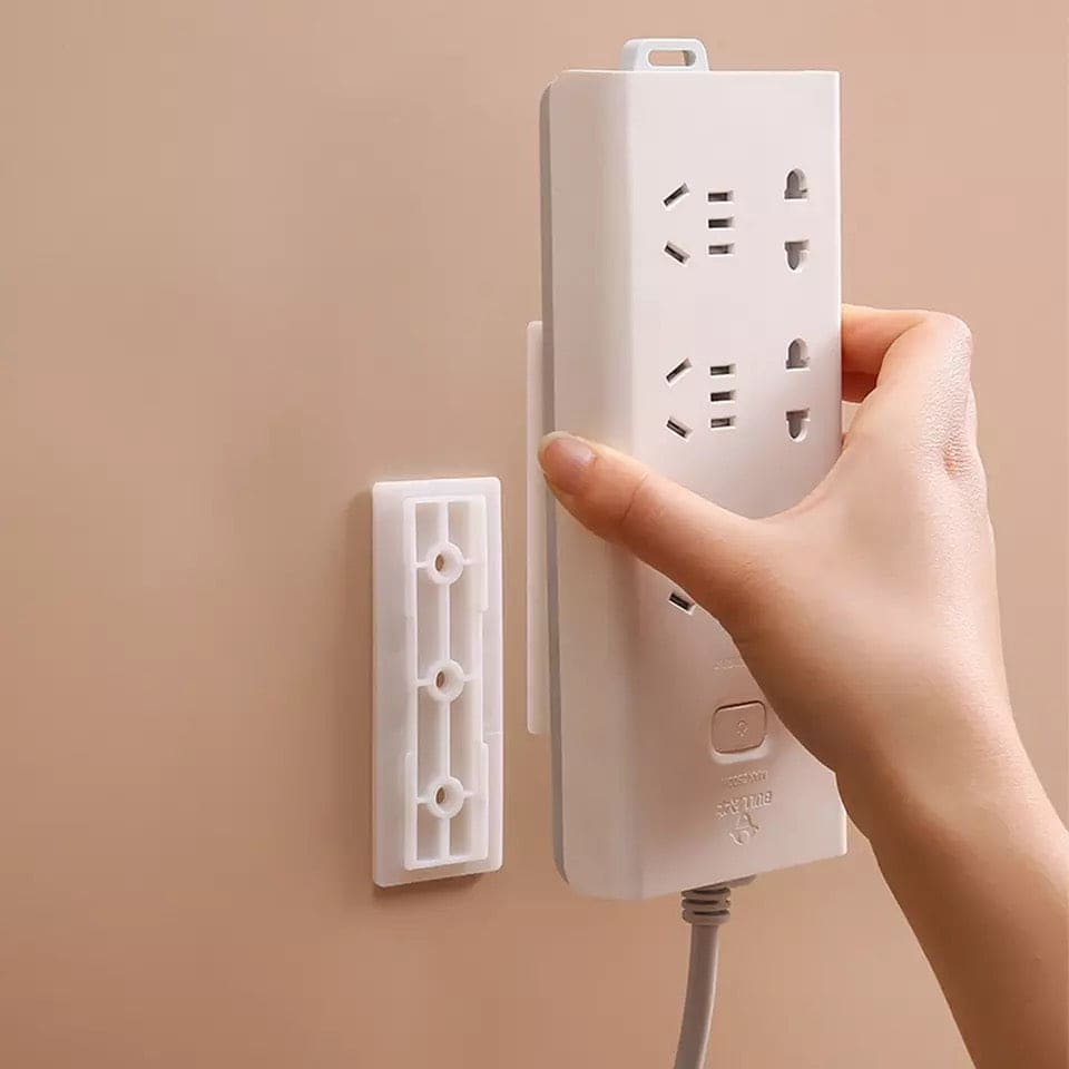 Socket Holder, Power Strip Holder, Fixator Wall Mounted Self Adhesive Holder, Desktop Socket Fixer Cable Organizer, Wall Hanging Power Strip Holder, Traceless Wall Mounted Cable Seamless Strip Holder, Surge Protector Fixator