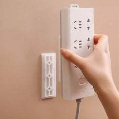 Socket Holder, Power Strip Holder, Fixator Wall Mounted Self Adhesive Holder, Desktop Socket Fixer Cable Organizer, Wall Hanging Power Strip Holder, Traceless Wall Mounted Cable Seamless Strip Holder, Surge Protector Fixator