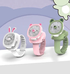 Mini Fan Cartoon Watch, Small USB Rechargeable Wrist Fan, Handheld Desktop Fan, Mini Hand Held Cooling Fan, Mini Cartoon Wristband Fan, Children Travel Air Cooler, Cute Design Fan For Kids