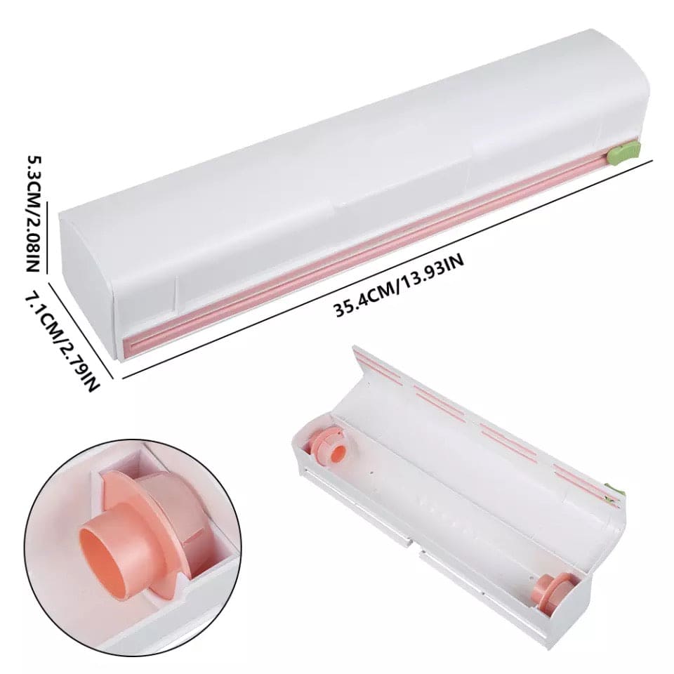 Rotatable Cling Film Wrapping Paper Cutter, Packaging Dispenser With Cutter, Storage Preservative Film Roll Case With Cutting Blade, New Cling Film Cutter, Food Wrap Dispenser Cutter