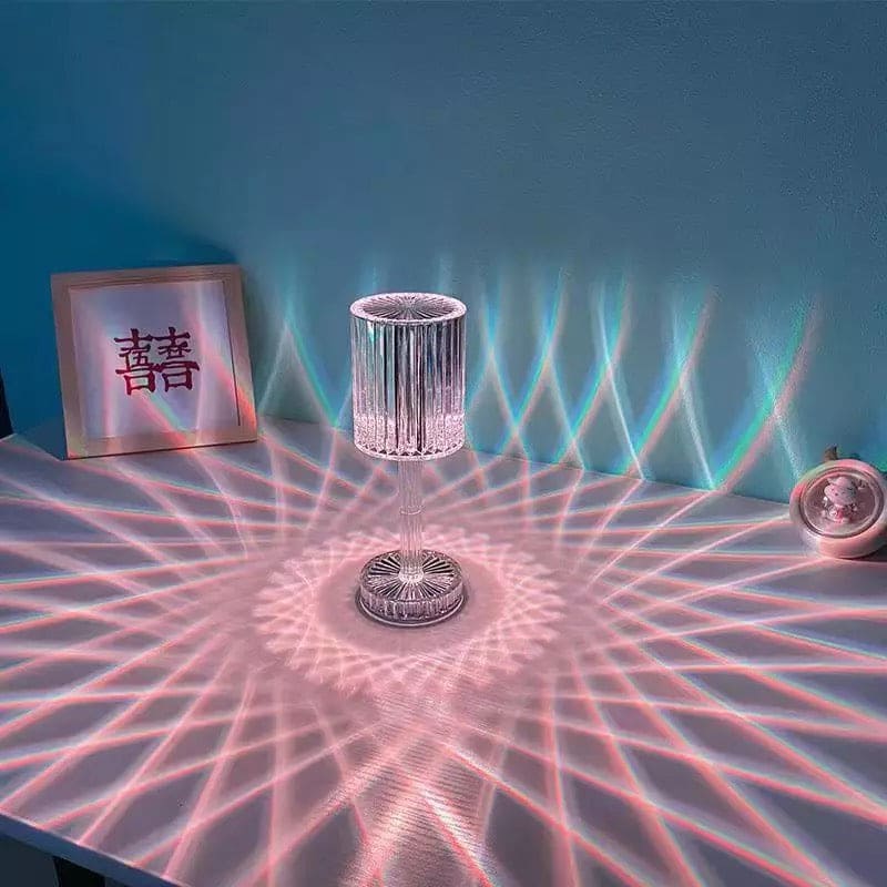 Luxury Crystal Wine Glass Lamp, Touch Control 16 Color Light Bedroom Romantic Atmosphere Lamp, Acrylic USB Rechargeable Night Light, LED Crystal Projection Table Light