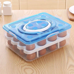 Portable Egg Storage Box, Visible Egg Tray Case, 2 Layers 32 Cells Eggs Storage Box with Lid & Handle