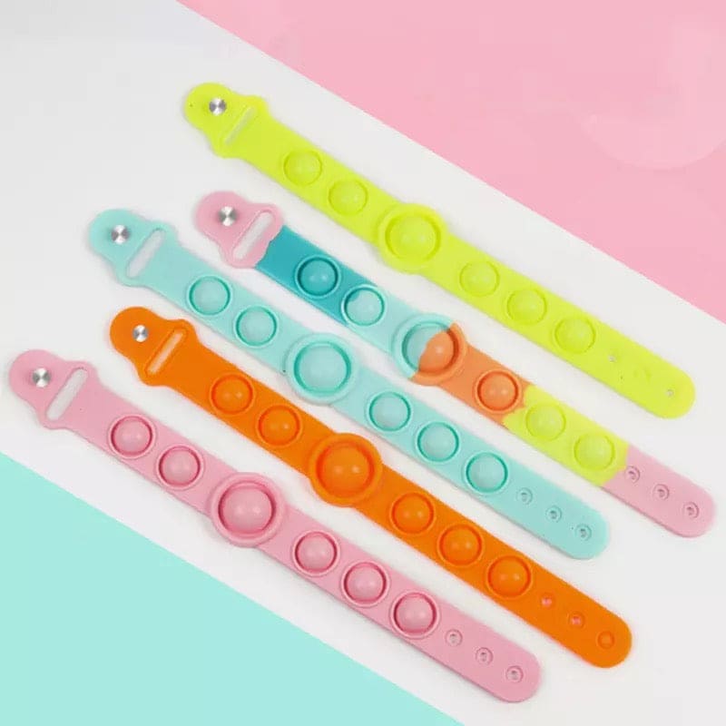Push Pops Bubble Bracelet, Silicone Simple Dimple Toy Jewellery, Anti Stress Pop Up Wrist Band, Silicone Antistatic Bracelet Wristband Toys for Kids, Push Poke Bubble Anti stress