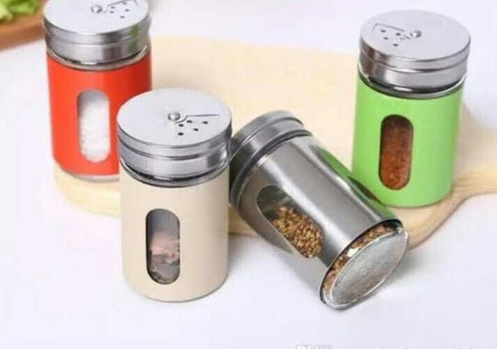 Set Of 2 Stainless Steel Pepper Salt And Spice Shaker Seasoning Jars, Cap Sealed Cruet Condiment Seasoning Jars, Glass Jars For Spices, Stainless Steel Barbecue Seasoning Bottle, Sugar Salt Pepper Shaker, Stainless Steel  Coffee Sugar Storage Jars Pots