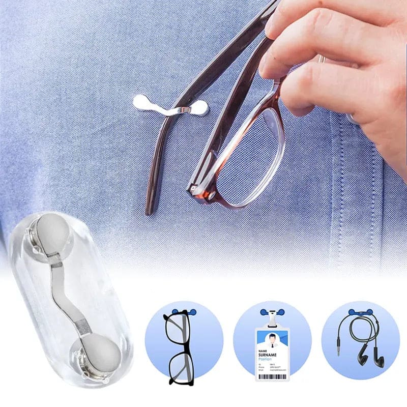 Magnetic Glass Holder, Multifunction Hang Eyeglass Holder, Portable Clothes Magnet Clip, Glasses Brooch Clips