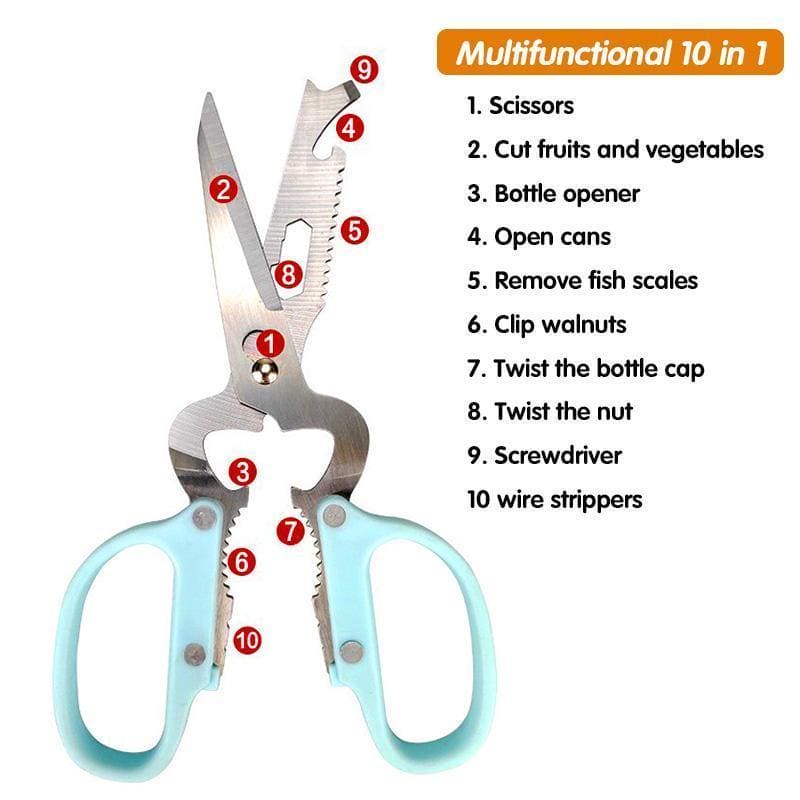 Multifunctional Portable Detachable Scissor, Stainless Steel Kitchen Scissor, Bone Fish Cutter Shears Bottle Opener, Nutcracker Useful Tool