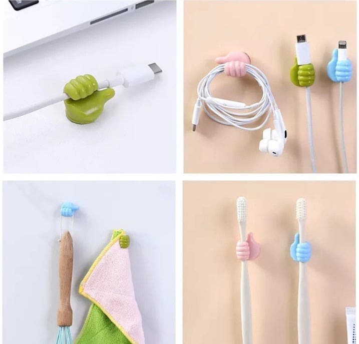 Silicone Multifunctional Hand Wall Clips, Behind-door Keys Tower Organizer Hook, Wire Data Line Holder, Silicon Thumb Holder
