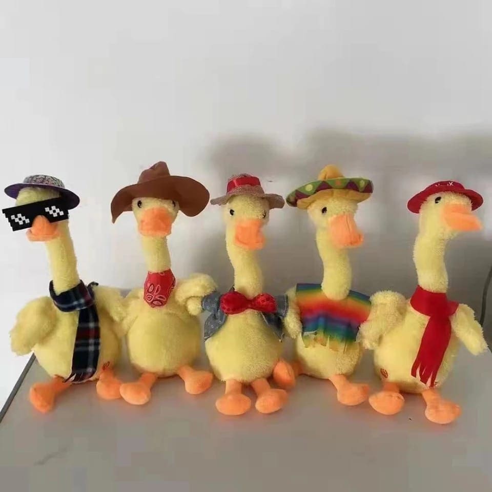 Lovely Talking Toy Dancing Duck, Electronic Dancing Ducks with Funny Clothes, Duck Plush Toy, Luminous Recording Learning to Speak Twisting Kid Toy, Speak Talk Sound Record Repeat Toy, Kids Education Toy