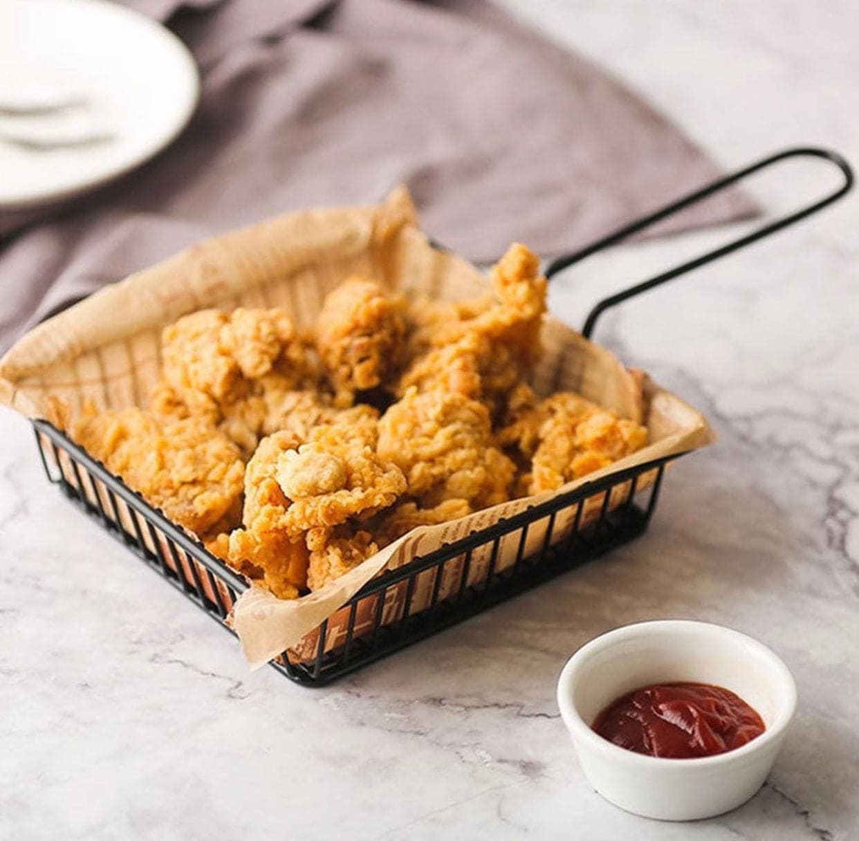 Creative Iron Nuggets And French Fries Oil Strainer Tableware Basket, Mini Iron Square Colander Deep Frying Basket, French Fries Colander Strainer