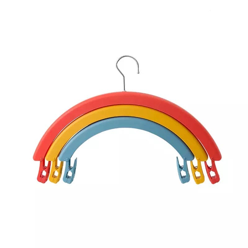 Three Layer Rotatable Hanger, Creative Rainbow Shaped Hanger With Windproof Clip, Multifunctional Three Layer Bed Sheet Drying Racks
