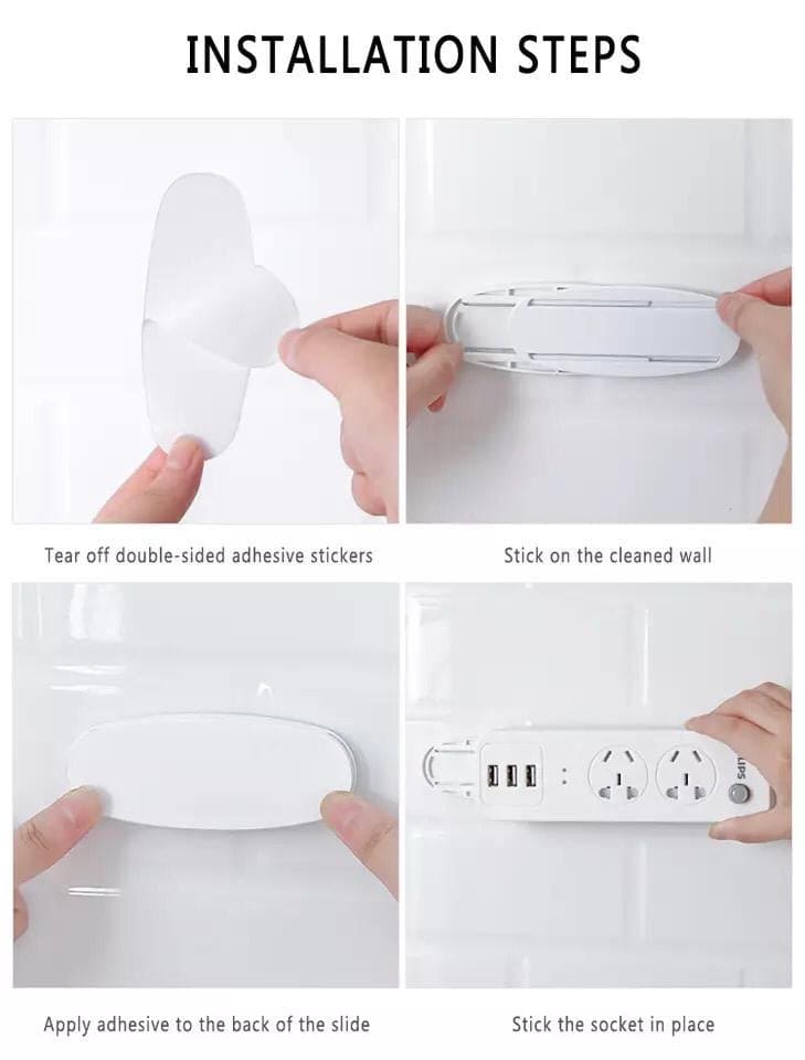 Socket Fixer, Self-Adhesive Power Strip Holder, Wall Mounted Sticker Household, Plug-in Line Board Holder