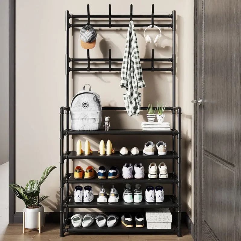 Nordic Coat And Hat Rack, Entryway Floor Display Clothes Rack, Household Shelf Living Room Clothes Storage Rack, Homlly Entryway Coat Rack with Shoes Organizer,  Multi-Functional Shoe Rack, Bedroom Living Room Hanger