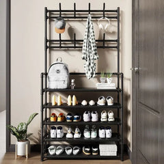 Nordic Coat And Hat Rack, Entryway Floor Display Clothes Rack, Household Shelf Living Room Clothes Storage Rack, Homlly Entryway Coat Rack with Shoes Organizer,  Multi-Functional Shoe Rack, Bedroom Living Room Hanger
