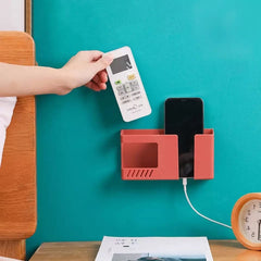 Multifunctional Double Layer Wall Mounted Organizer, Multifunction Punch Free Wall Mounted Storage Box, Mobile Phone Plug Charging Holder, Wall-mounted Storage Box, Wall Debris Storage Holder