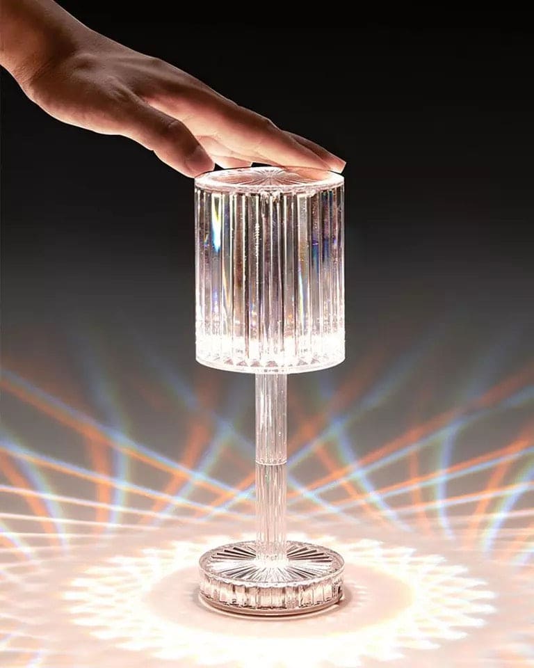 Luxury Crystal Wine Glass Lamp, Touch Control 16 Color Light Bedroom Romantic Atmosphere Lamp, Acrylic USB Rechargeable Night Light, LED Crystal Projection Table Light