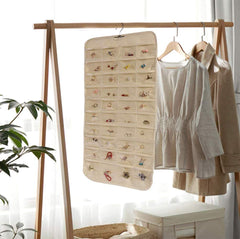 72 Pocket Hanging Organizer, Double Sided Hanging Display Storage Bag, Transparent Window Jewelry Bag, Dust-proof Foldable Bag, Multifunction Wardrobe Storage Holder Bag with Hook, Dual Sided Jewellery Carrier