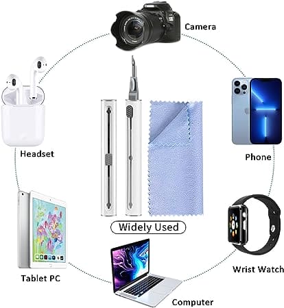 3 In 1 Earphone Cleaning Pen, Earbuds Case Cleaning Kit, Multifunctional Headphones Airphone Keyboard Cleaning Pen, Multipurpose 3 In 1 Cleaning Pen For Keyboard Camera AirPords Earbud