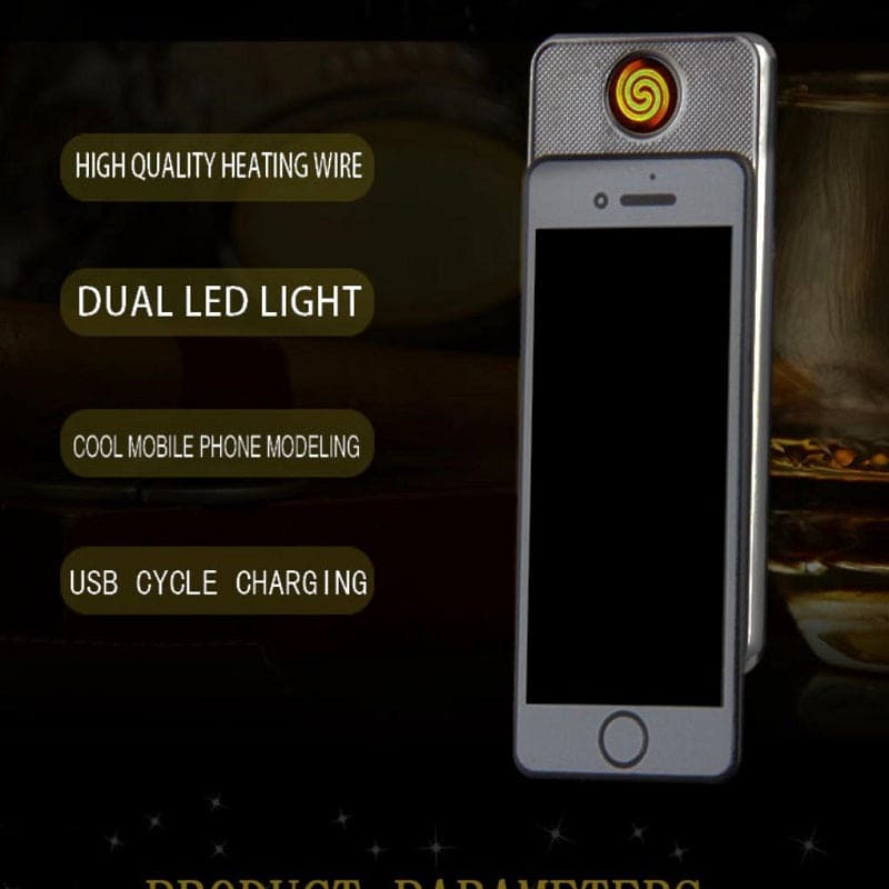 Mini iPhone Lighter, Electric Rechargeable Cigarette Lighter, Smart Drop Down Electronic Lighter, Pocket Smoking Lighter, Windproof Flameless Lighter, Mobile Phone Creative Lighter Electric