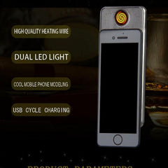 Mini iPhone Lighter, Electric Rechargeable Cigarette Lighter, Smart Drop Down Electronic Lighter, Pocket Smoking Lighter, Windproof Flameless Lighter, Mobile Phone Creative Lighter Electric