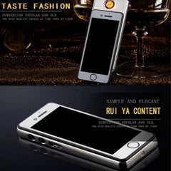 Mini iPhone Lighter, Electric Rechargeable Cigarette Lighter, Smart Drop Down Electronic Lighter, Pocket Smoking Lighter, Windproof Flameless Lighter, Mobile Phone Creative Lighter Electric