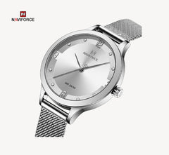 Naviforce - NF5023 Quartz Watches for Women Dial Elegant Waterproof Wristwatch - Silver