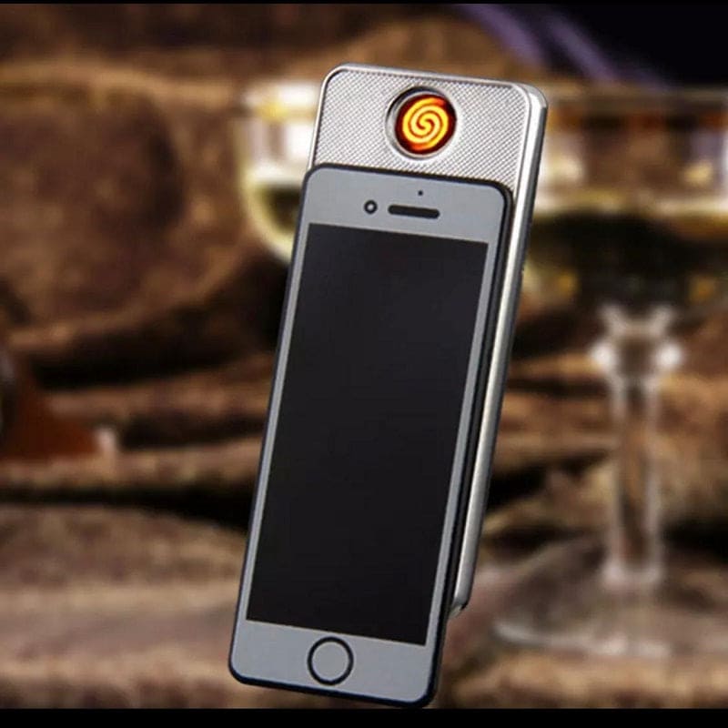 Mini iPhone Lighter, Electric Rechargeable Cigarette Lighter, Smart Drop Down Electronic Lighter, Pocket Smoking Lighter, Windproof Flameless Lighter, Mobile Phone Creative Lighter Electric