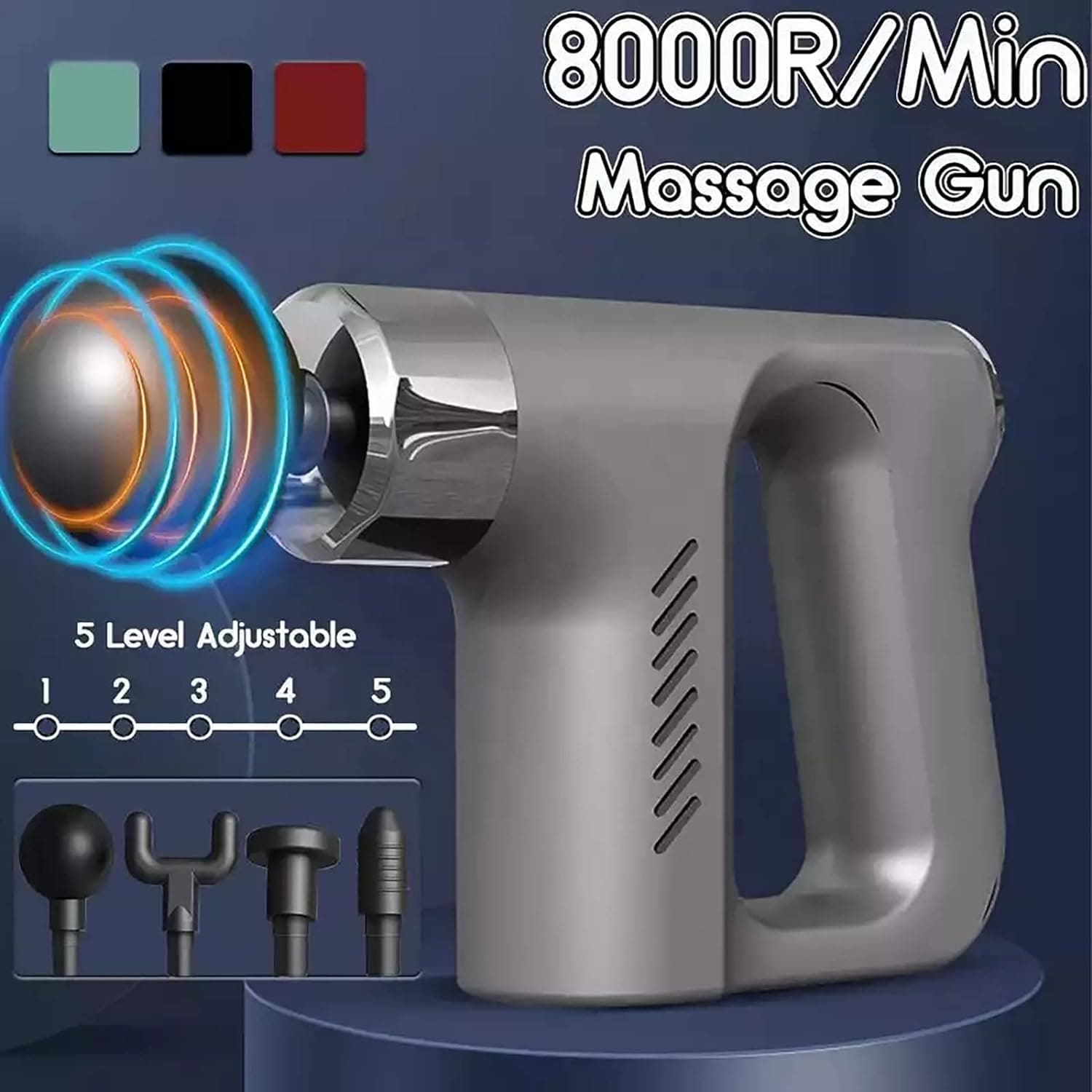 4 In 1 Fascial Gun Massager, Portable Massage Gun, Body Shoulder Neck Massager, 5 Gear Deep Tissue Mini Fitness Musle Massager, 4 Head Gun Sports Muscle Relaxing Massager, Anti-slip Muscle Massager, Muscle Stimulation Device Massage Gun