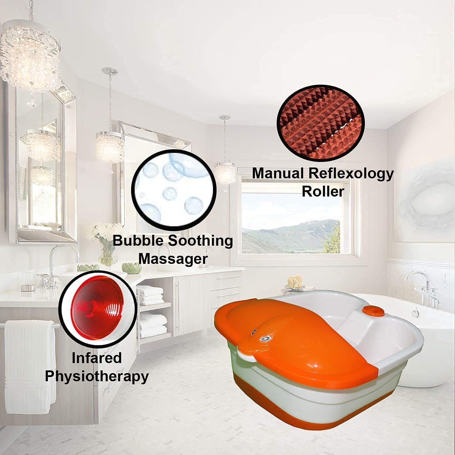 String Ray Foot Bath Massager, Pedicure Foot Spa Massager Machine, Automatic Heating Infrared Rays Bubble Massager,  Electric Pedicure Tub with Roller, Multifunctional Footbath Massager, Home Care Foot Spa