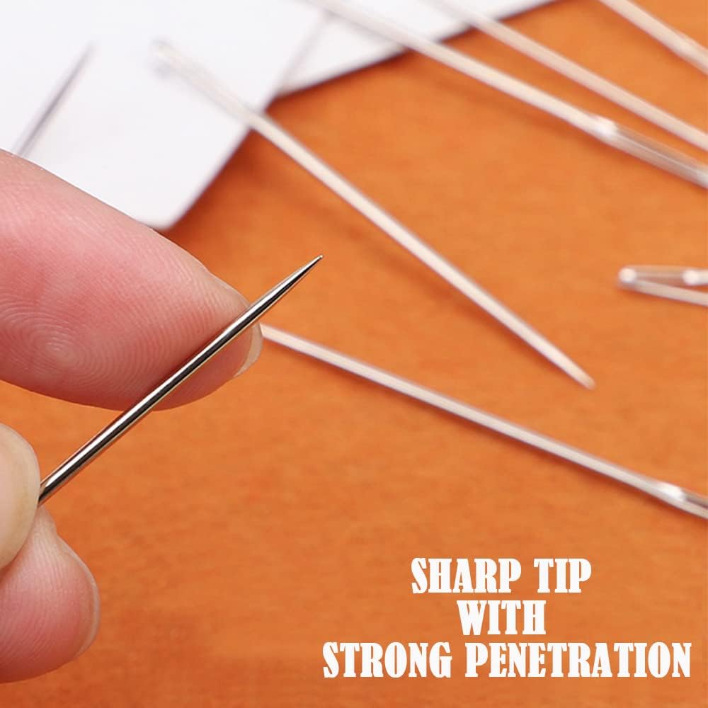 Wooden Needle Case, 30 Pcs Side Hole Blind Sewing Needles, Stainless Steel Elderly Self Threading Needles, Household DIY Beading Threading Needle, Sewing Embroidery Needle Accessories