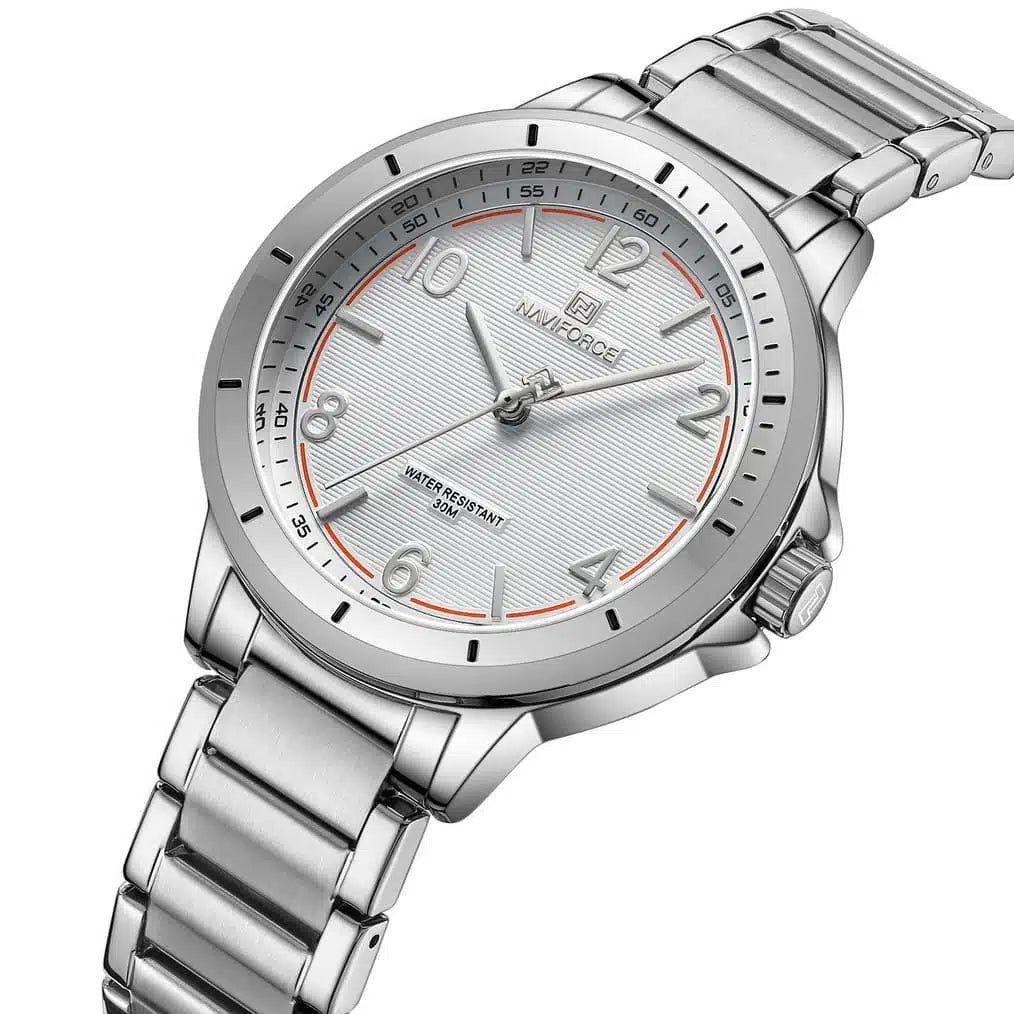 Naviforce - NF5021-SWS Wrist Watch For Women For Dream NF5021 With White Dial Metal Belt - Silver
