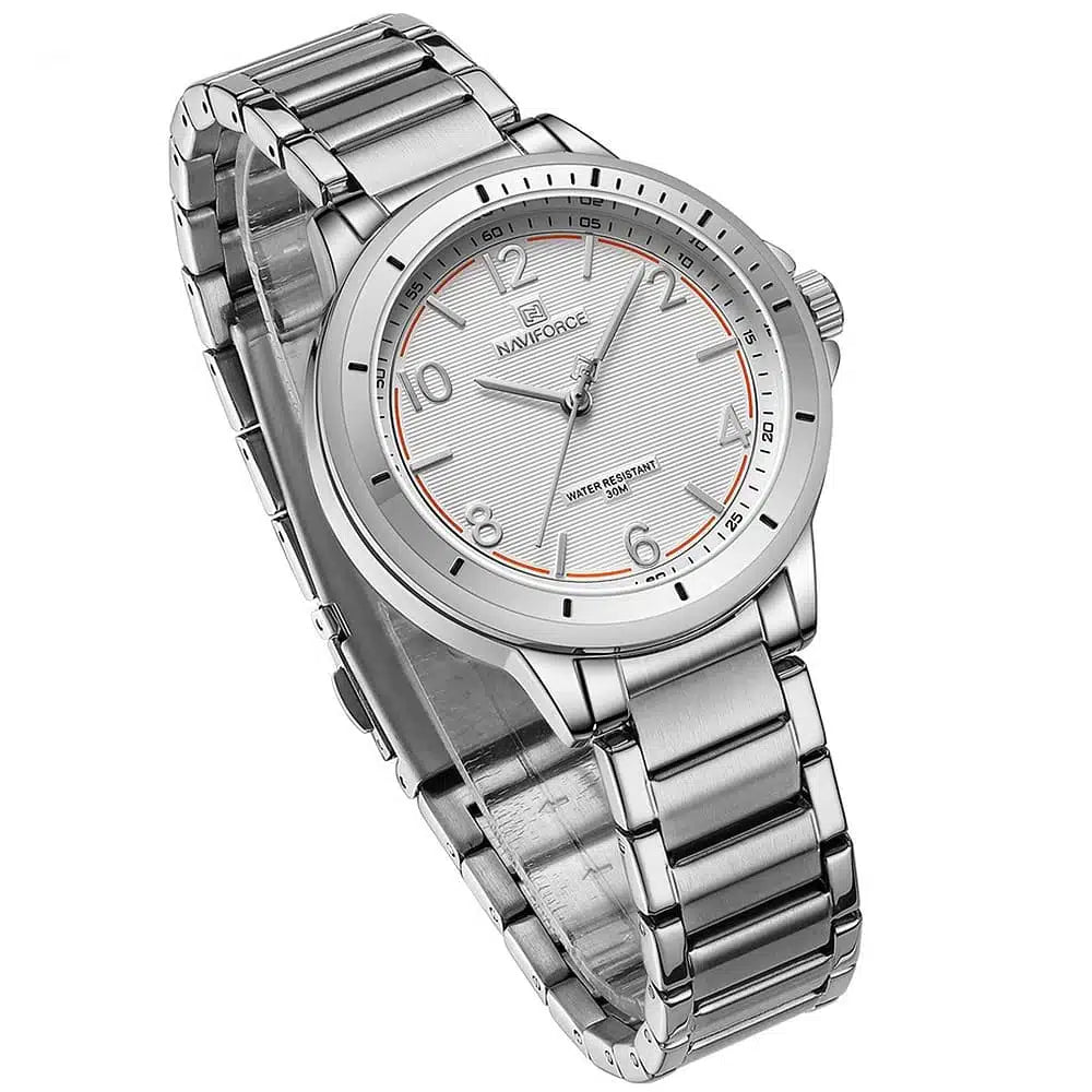 Naviforce - NF5021-SWS Wrist Watch For Women For Dream NF5021 With White Dial Metal Belt - Silver