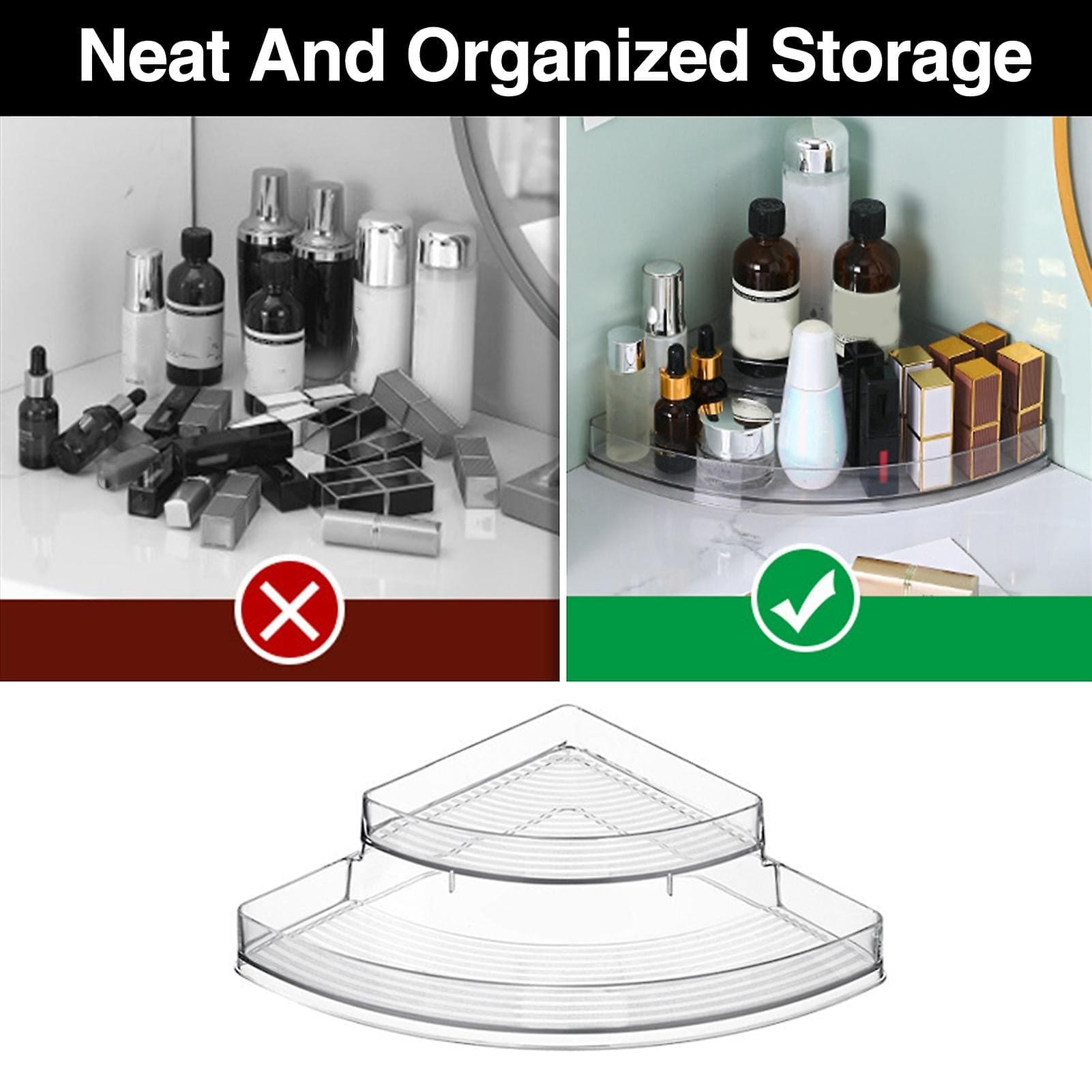 Acrylic Triangle Corner Organizer, Multi Layer Space Saving Solution, Multifunctional Transparent Triangle Storage Organizer, Waterproof Corner Stuff Storage Rack