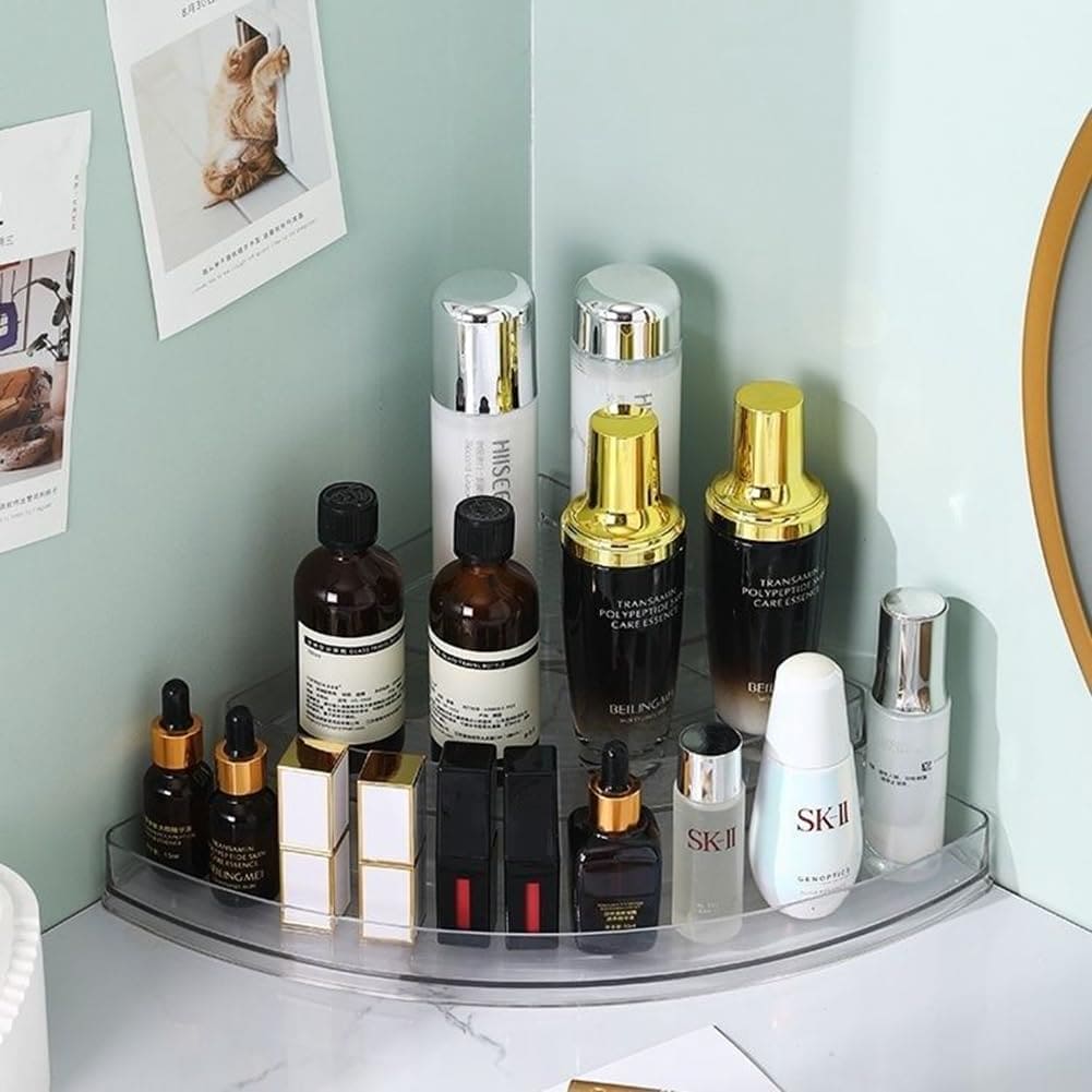 Acrylic Triangle Corner Organizer, Multi Layer Space Saving Solution, Multifunctional Transparent Triangle Storage Organizer, Waterproof Corner Stuff Storage Rack