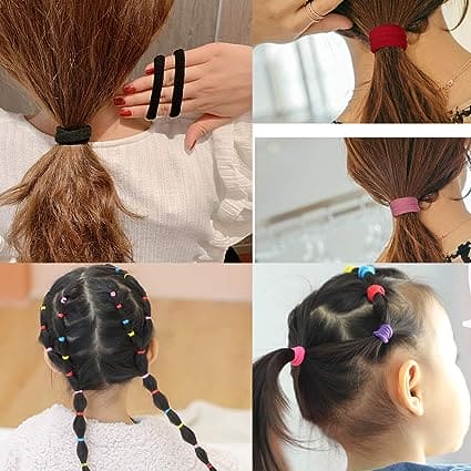Pack Of 10 Hair Ponies, Multicolor Elastic Hair Tie, Charm Angel Girl Hair Pony, Cute Small Hair Ties For Girls, Elastic Hair Styling Accessories, Seamless Cotton Hair Ties