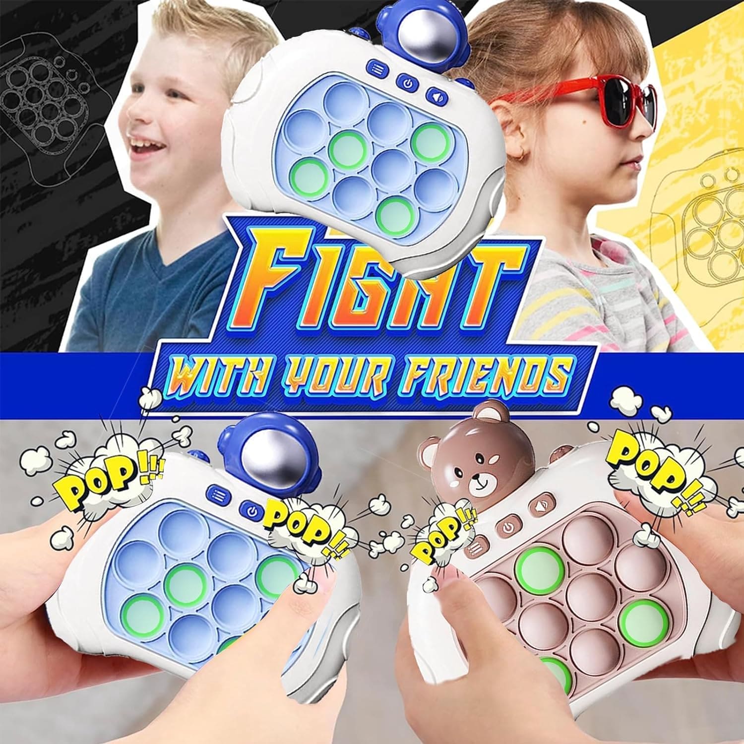 Console Pop Up Toy, Quick Push Game Machine, Light Bubble Puzzle Toy, Electronic Squeeze Poppet Sensory Push Pop Bubble Toy, Anti Pressure Whack A Mole Toy, Autism Sensory Toys for Boys Girls, Rapid Push Puzzle Game