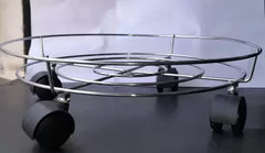 Plant Caddy Stand, Movable Flower Pot Tray, Stainless Steel Cylinder Trolley, Multipurpose Heavy Duty Stand with Wheels