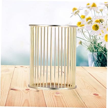 Wire Mesh Pen Holder, Metal Desktop Pen Holder, Round Stick Cylinder Pen Pencil, Makeup Brush Holder, Desktop Storage Box for Office Home, Metal Hollow Out Pen Holder for Desk, Desktop Accessories Wire Makeup Brush Holder